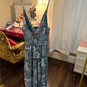 Angie Teal and White Floral Dress